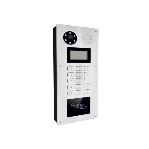 FRENTE DE EDIFICIO IP NEXO, BOTONERA NUMERICA, PANTALLA LCD, LECTOR DE TARJETAS