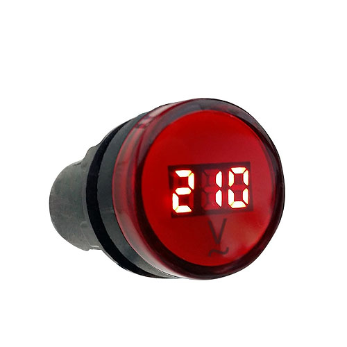 Mini Voltímetro/Amperímetro/Frecuencimetro digital Øext 29mm 80-500Vca /100A/ 20-75Hz ROJO