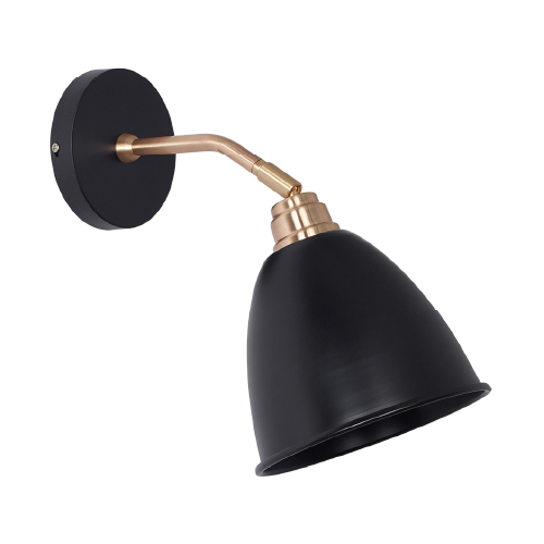 Aplique de pared E27 retro negro/bronce con pantallas de 17cm