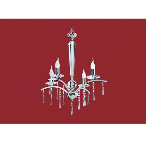 Araña 4 luces E14 cromo con caireles transparaentes modelo Salomé