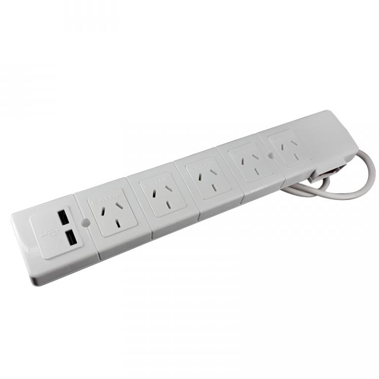 Prolongador Mult.5 Tomas +USB c/term.1.5m.Blanco