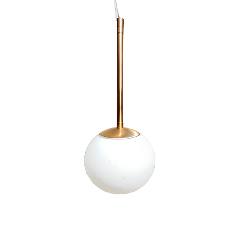 Colgante Bubble 1 luz E27 caño de metal bronce de 24cm tulipa opal de 15cm