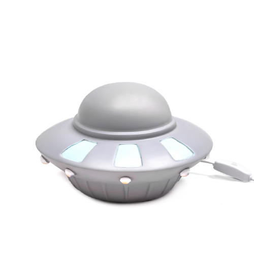 Velador ovni de poliserina con adap de USB a 220 12x18x18cm