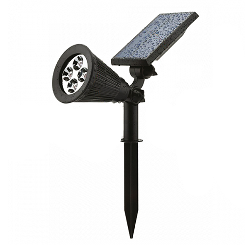 Estaca de LED 2w luz fría para exterior con panel solar y sensor color negro modelo Stick