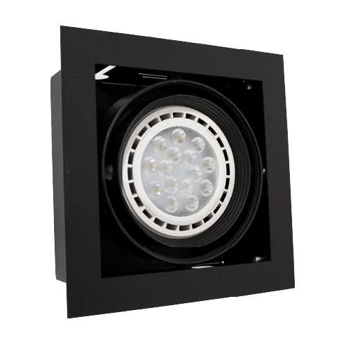 Embutido cuadrado cardánico 1 luz para AR111 negro