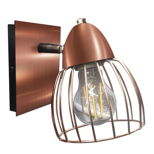 Aplique 1 luz E27 modelo Jaula cobre