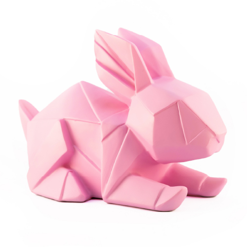 Velador conejo rosa de poliserina con adap de USB a 220 24,6x13,8x15,7cm