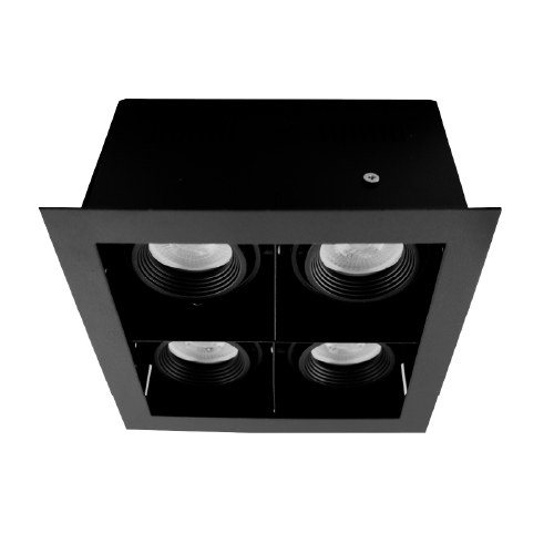 Embutido cardánico cuadrado 4x5W para GU10 negro