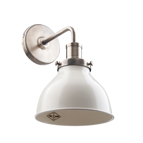 Aplique de pared E27 crema con bronce 20cm