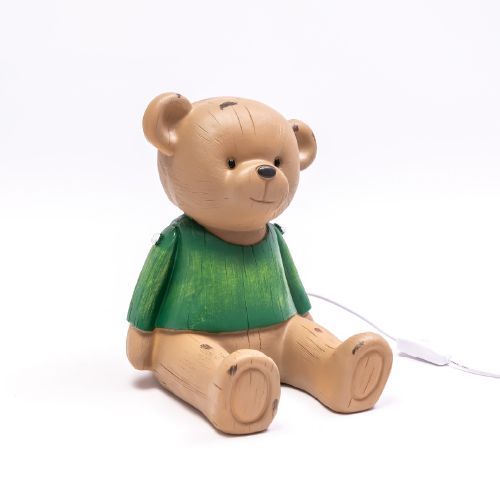 Velador oso didi de poliserina con adap USB a 220 20x14x16cm
