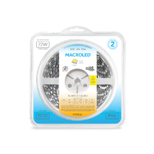 TIRA DE LED 5050/60 5MTS 24VOL 3000K IP66