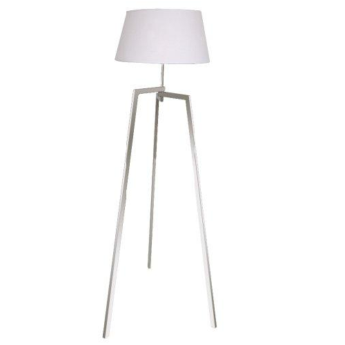 Lamp. de pie tripode cromo c/pan.bca