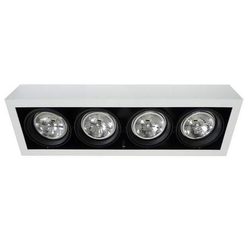 Plafon lineal 4 luces AR111 color blanco con interior negro