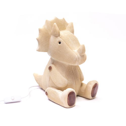 Velador trinoceronte marrón claro poliserina con adap USB a 220 22x11x20cm