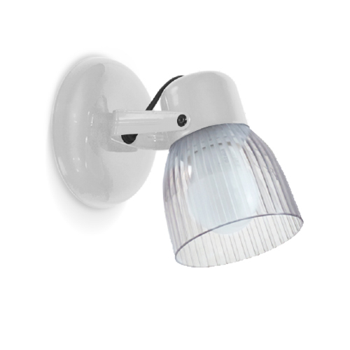 Aplique 1 luz E27 con base redonda y tulipa de policarbonato raye blanco