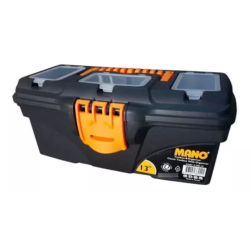 Caja de herramientas 320x165x16 con 3 gaveteros en tapa. Bandeja desmontable. 1 cierre plástico