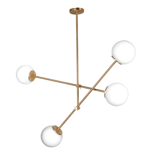 Aplique de techo móvil Kandinsk/4 con dos brazos globo de 10cm opal para G9 color oro