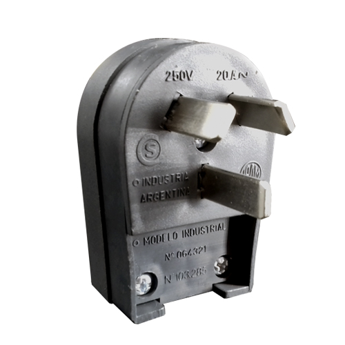 Ficha 20A bipolar toma tierra salida lateral negro