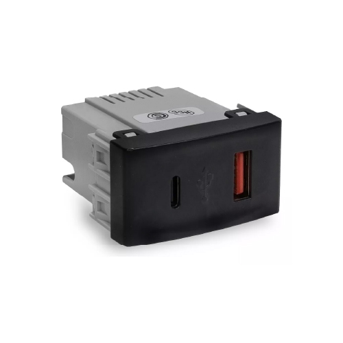 Toma USB A+C 30W sin módulo negro