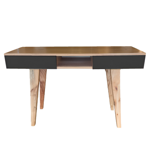 Escritorio de 2 cajones fibrolaqueados negros con tapa paraíso 1,20mts