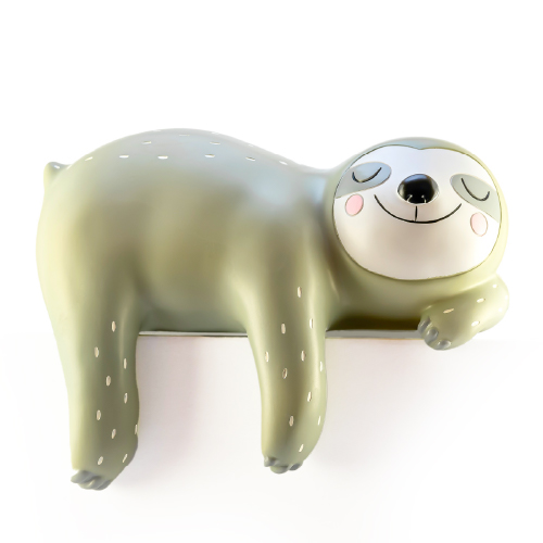 Velador perezoso gris de poliserina con adapt de USB a 220 23,5x13x17,5cm