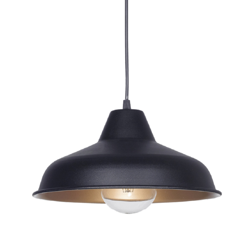 Colgante Cono E27 1 luz de chapa con pantalla de 40cm negro