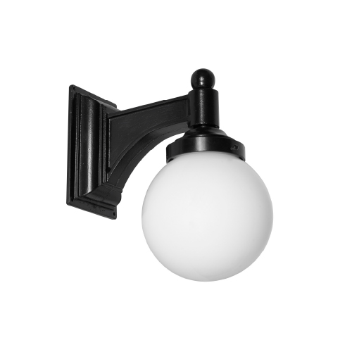 Aplique brazo de fundicion negro con globo opal