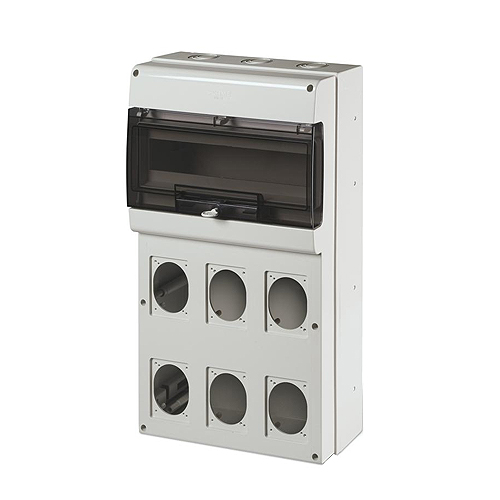 Gabinete 16 módulos frente con 6 orificios para tomas 550x328x140