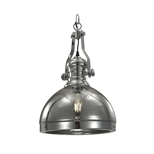 Colgante cromo con vidrio fume con cadena E27