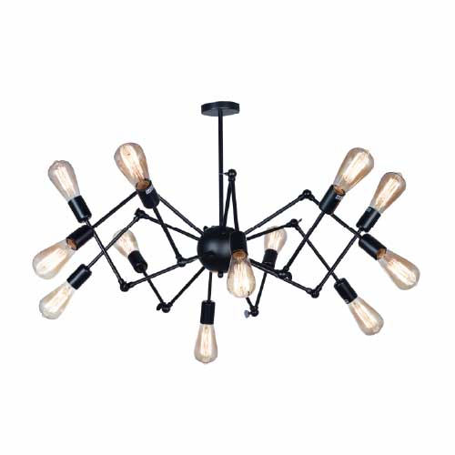 Colgante metal 12 xE27 99cm negro