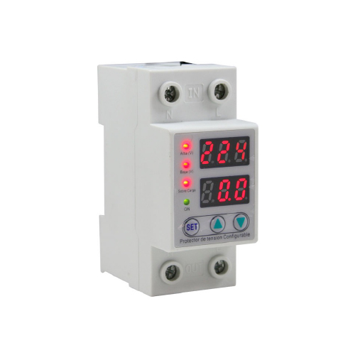 Protector de tensión configurable con voltimetro y amperimetro hasta 63 A