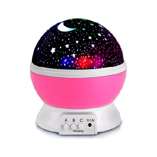 LAMPARA PORYECTOR LUNA Y ESTRELLAS USB 3 MODOS ROSA