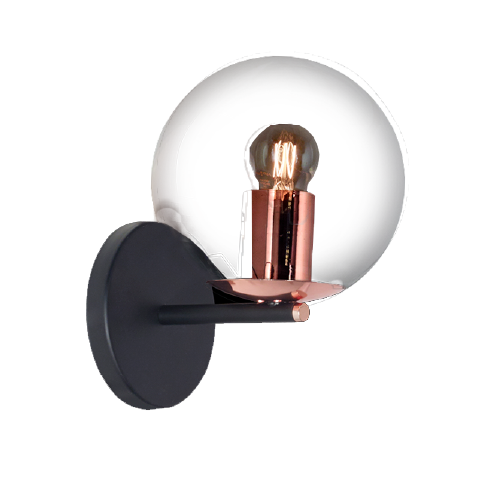 Aplique Water/1 negro con tulipa transparente E27