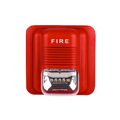 SIRENA CON FLASH 24V PARA INCENDIO ROJA