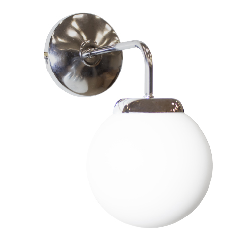 Aplique 1 luz E27 globo vidrio opal 8x15cm cromo