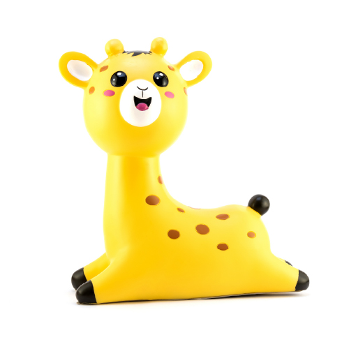 Velador jirafa amarilla de poliserina con adapt de USB a 220 23,5x10,5x24,8cm