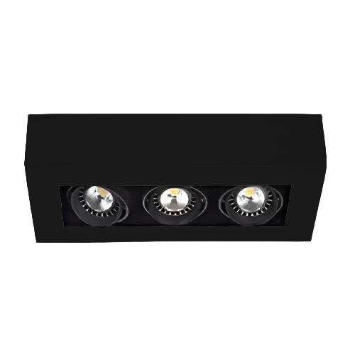 Plafon 3 luces dicro. movil negro