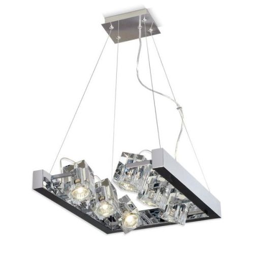 Colgante 6 luces tul.crist. gu10