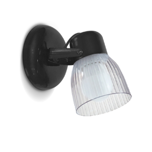 Aplique 1 luz E27 con base redonda y tulipa de policarbonato raye negro