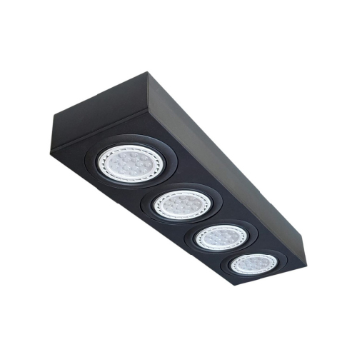 Plafón móvil 4x50W para AR111 lineal negro