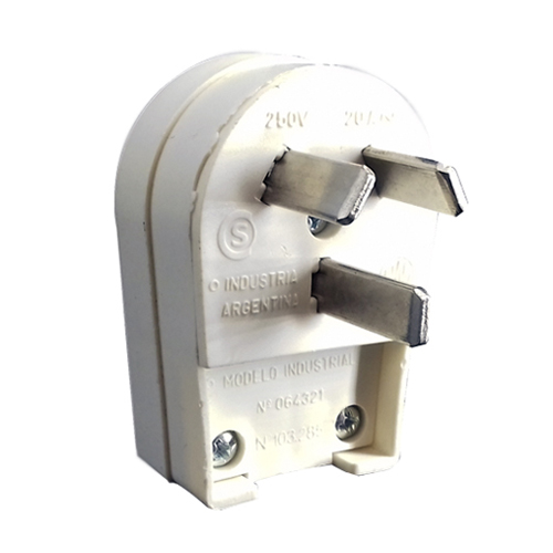 Ficha bipolar toma tierra c/pre.bornera giratoria negro