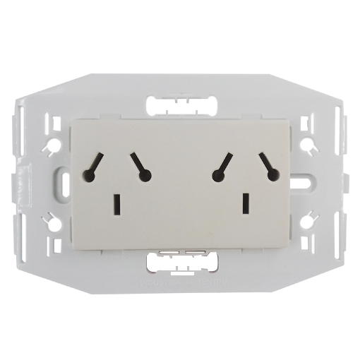 Toma doble con bastidor blanco