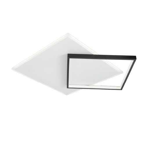 PLAFON LED 48W 2 CUADRADOS UNIDOS SATINADO Y NEGRO