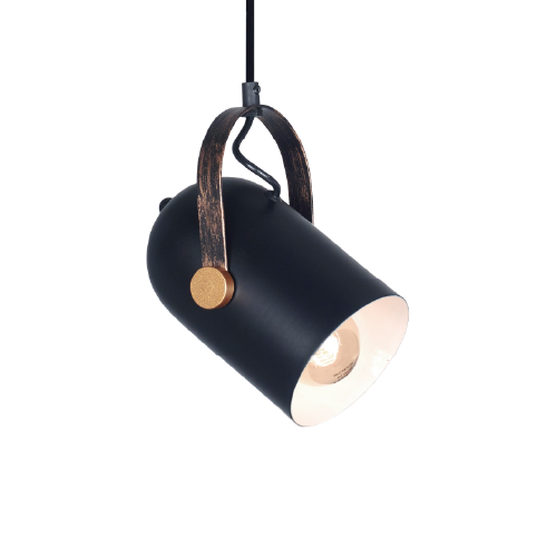 Colgante aluminio 1 luz E27 12cm negro mate