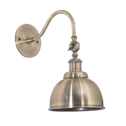 Aplique de pared E27 de acero con brazo curvo pantalla de 20cm bronce