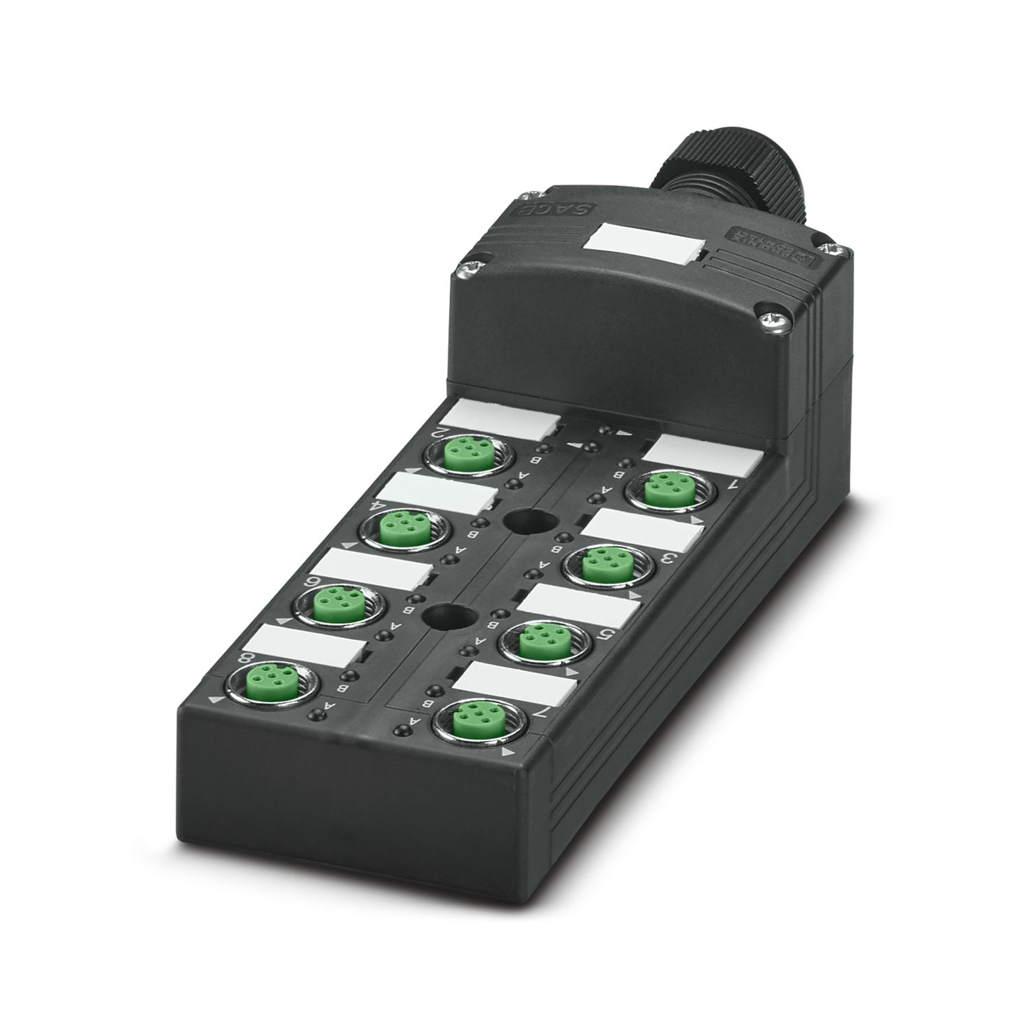 CAJA DISTRIBUIDORA CONECTOR M12 8 CONEX. 5 POLOS SACB-8/16-L-C-SCO