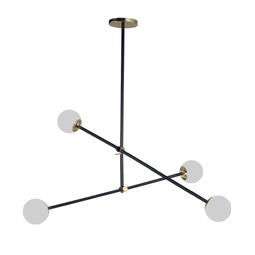 Aplique de techo móvil  Kandinsk/4 con dos brazos globo de 10cm opal