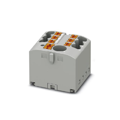 Borne para distribución una entrada de 6 mm2 y 6 salidas de 2,5mm2 color gris