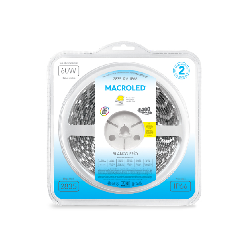 Tira de led 2835 5mtros bco. frio ip66