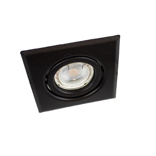 Embutido dicroica GU10 cuadrado móvil negro sin zócalo 100x100mm